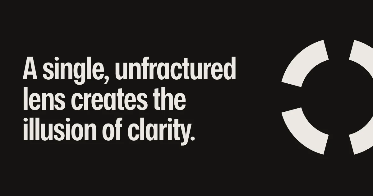 A single, unfractured lens creates the illusion of clarity.